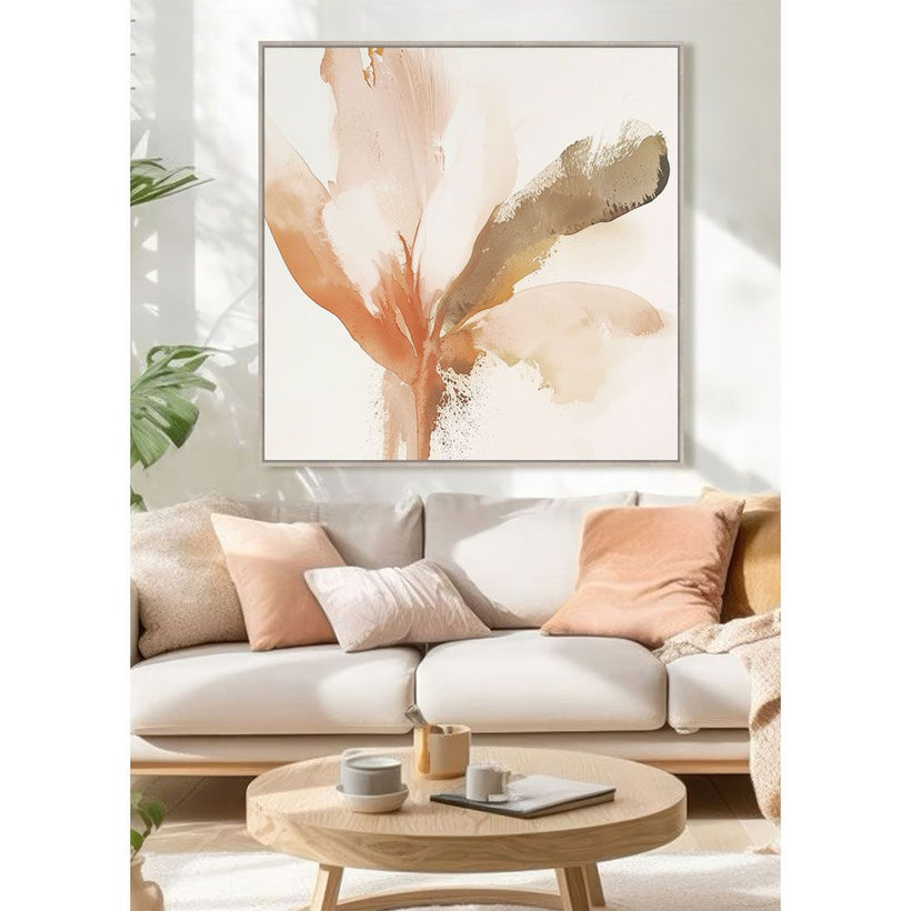 CALANDIUM.B ΠΙΝΑΚΑΣ ΔΙΑΚΟΣΜΗΤΙΚΟΣ ΜΕ ΚΟΡΝΙΖΑ 80x80x4cm ΚΑΜΒΑΣ BEIGE ΠΟΛΥΧΡΩΜΟ ΞΥΛΟ ΦΥΣΙΚΟ 033186