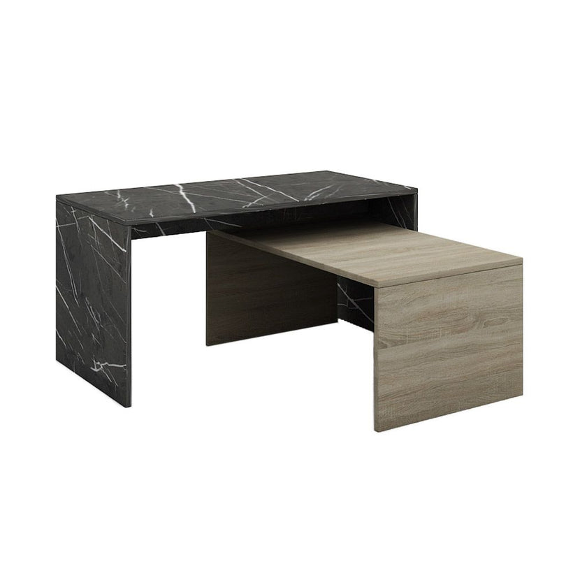PETRA DUO COFFEE TABLE ΠΕΤΡΑ SONOMA ΣΚΟΥΡΟ 90x45x45cm SKU 04-0460