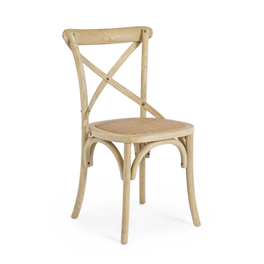 Bizzotto Cross Καρέκλα Ξύλινη/Ρατάν Μπεζ 46x42x87 Κωδικός: 0743221