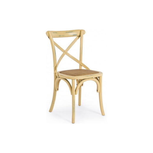 Cross Καρέκλα Καφενείου Ξύλινη Κίτρινη 46x42x87εκ. 0743229