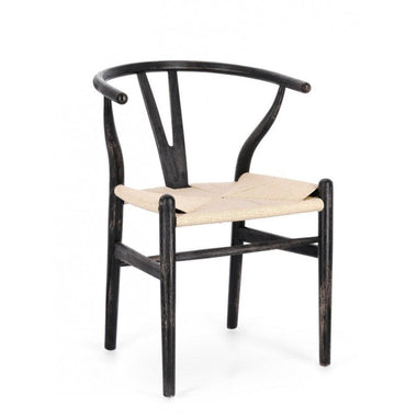 Bizzotto Artemia Καρέκλα Ξύλινη Αντικέ Μαύρη/Μπεζ 50x41x77 Κωδικός: 0743726