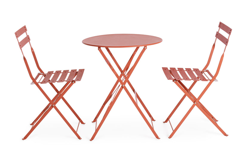 Bizzotto Austin Σετ Τραπέζι Bistrot Με 2 Καρέκλες Μεταλλικό Τερακότα Ø60x71 Κωδικός: 0804923