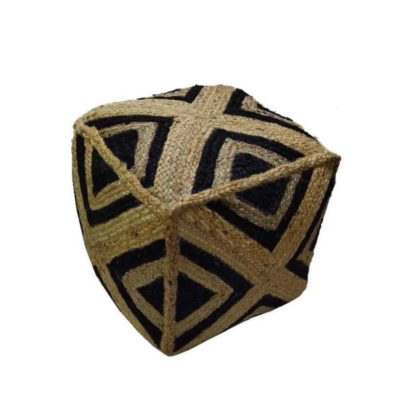Πουφ Jutta 16-0559 40x40x40cm Natural-Black