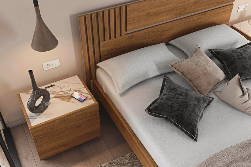 Κομοδίνο Tempo Από Τεχνητό Καπλαμά σε Χρώμα OAK Μ28  60x44x47 009932