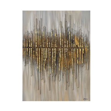 018723 GAZE 1 ΠΙΝΑΚΑΣ ΚΑΜΒΑΣ ΓΚΡΙ ΧΡΥΣΟ ΞΥΛΟ 90x120xH3,5cm