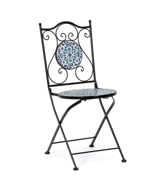 Καρέκλα Εξωτερικού Χώρου Μεταλλική Samos 0805755 Μαύρη/πετρόλ 38x46x92εκ.