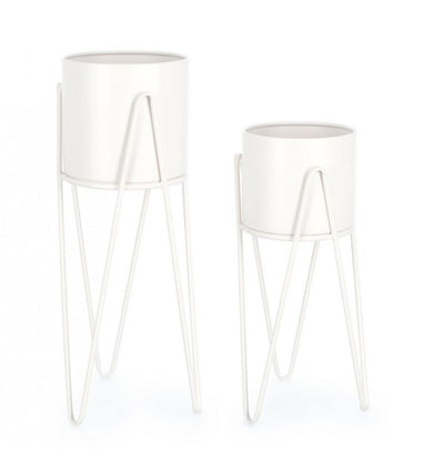 Bizzotto Σετ Ανθοστήλη Madelyn Λευκή Μεταλλική 0723945