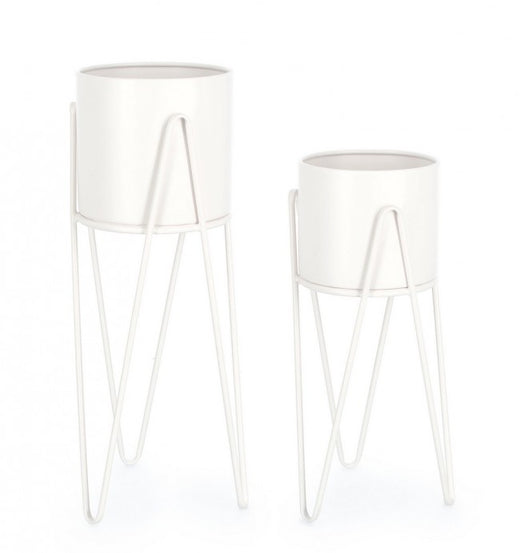 Bizzotto Σετ Ανθοστήλη Madelyn Λευκή Μεταλλική 0723945