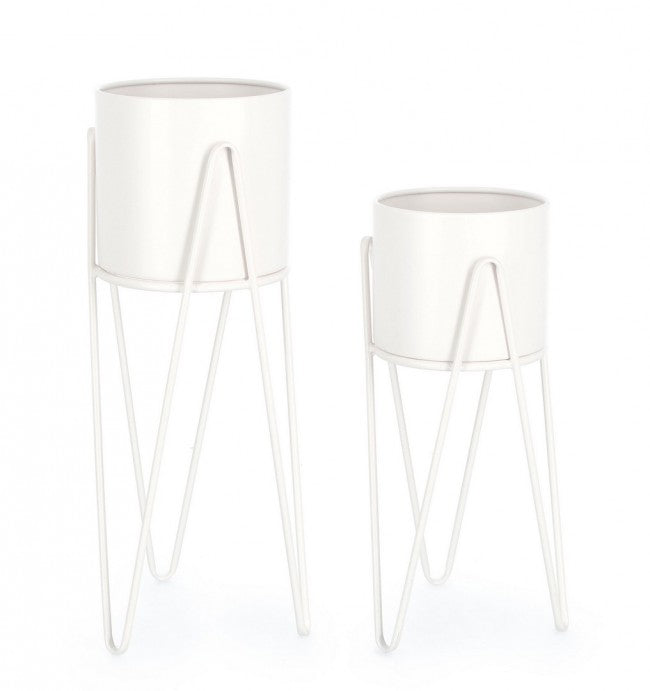 Bizzotto Σετ Ανθοστήλη Madelyn Λευκή Μεταλλική 0723945