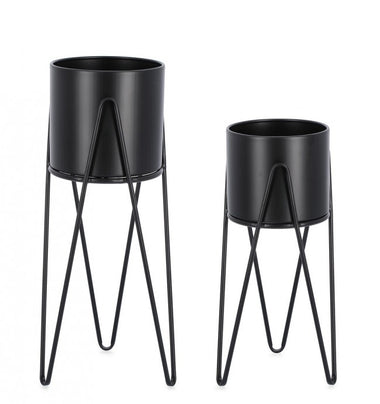 Bizzotto Σετ Ανθοστήλη Madelyn Μαύρη Μεταλλική 0723942