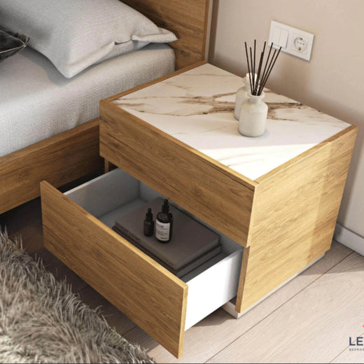 Κομοδίνο Tempo Από Τεχνητό Καπλαμά σε Χρώμα OAK Μ28  60x44x47 009932