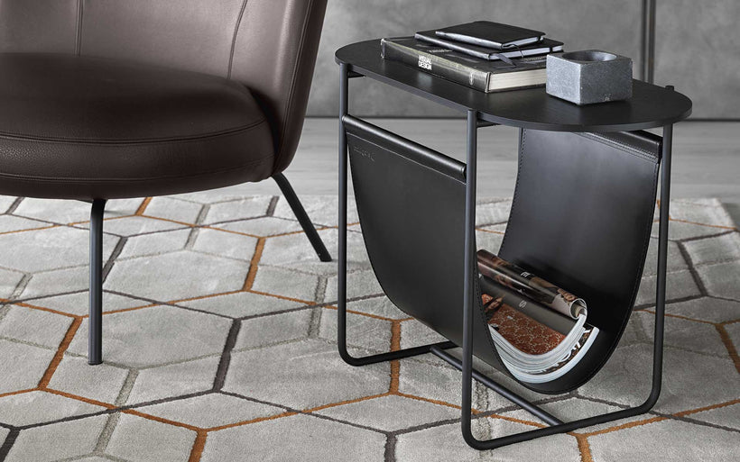 Calligaris Magazine Βοηθητικό Τραπεζάκι 52x36x73 Mαύρο/Cognac
