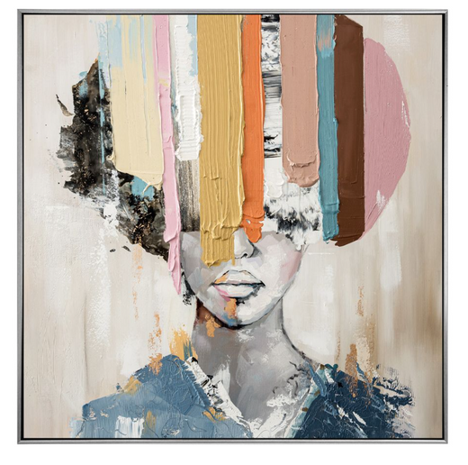 COLORFUL WOMAN ΠΙΝΑΚΑΣ ΔΙΑΚΟΣΜΗΣΗΣ 80x80x5 ΚΑΜΒΑΣ ΠΟΛΥΧΡΩΜΟ ΞΥΛΟ ΑΣΗΜΙ   030505