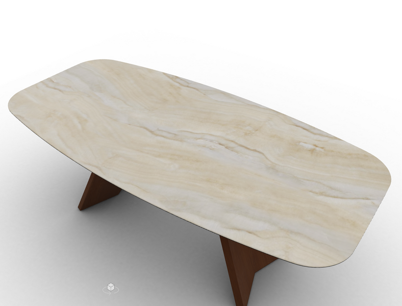 Calligaris Τραπέζι Icaro 200x100x76 Με Βάση Dark Oak Και Επιφάνεια Golden Onyx Marble