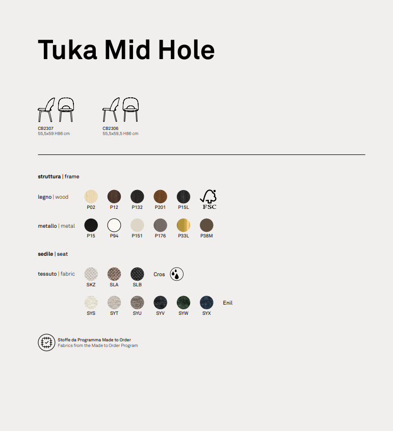 Καρέκλα Connubia Tuka Mid Hole CB2306