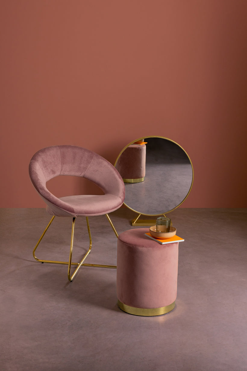 Bizzotto Πολυθρόνα Vanity Χρυσή - Ροζ Βελούδο 58x69x81εκ. 0735241