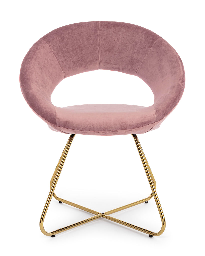 Bizzotto Πολυθρόνα Vanity Χρυσή - Ροζ Βελούδο 58x69x81εκ. 0735241