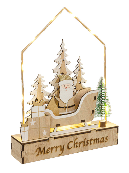 ΧΡΙΣΤΟΥΓΕΝΝΙΑΤΙΚΟ ΣΠΙΤΙ ΜΕ ΑΓΙΟ ΒΑΣΙΛΗ ΞΥΛΙΝΟ ΜΕ LED H21.5