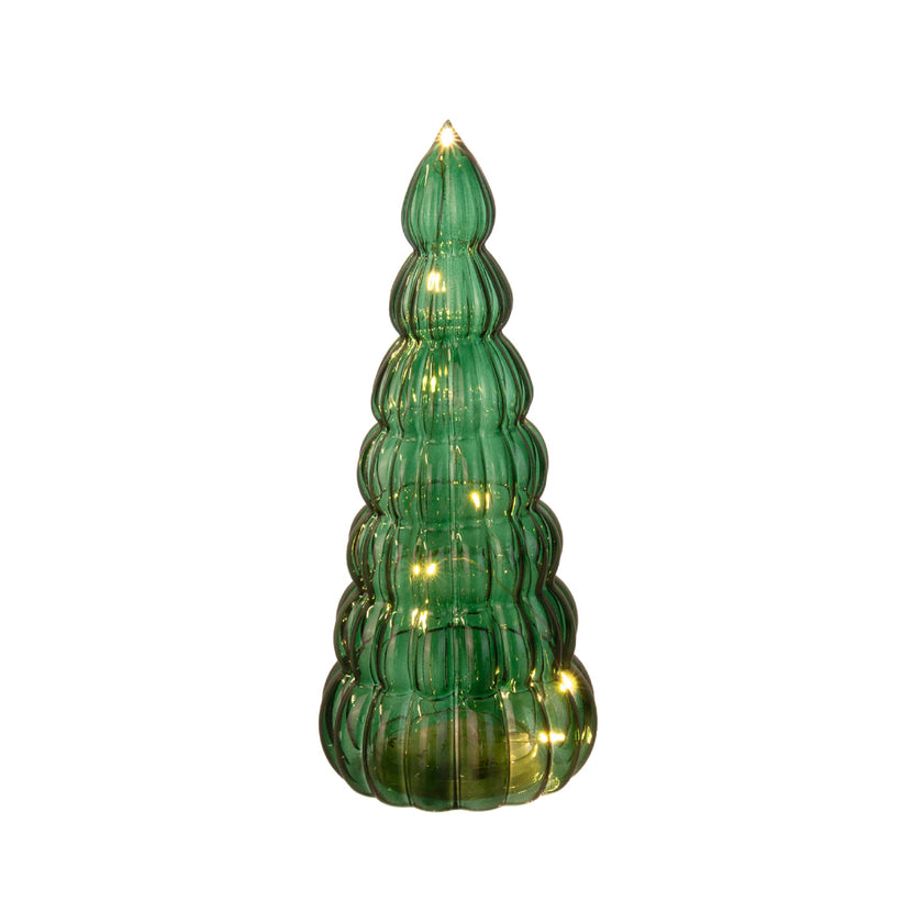 Bizzotto Διακοσμητικό Γυάλινο Δέντρο Πράσινο Με LED 9x9x25 0937766