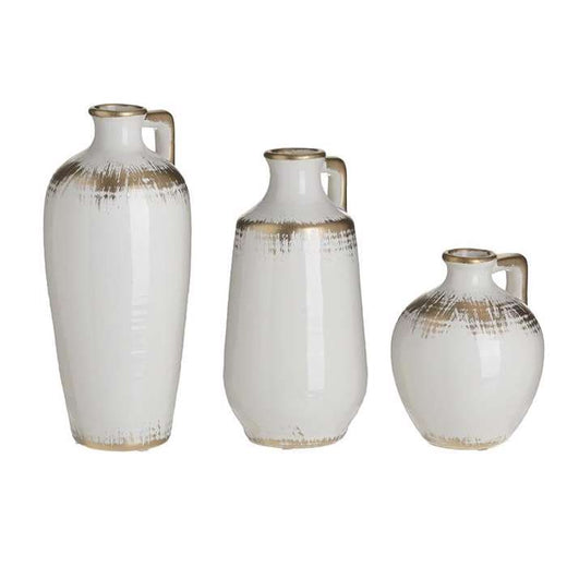 INART SET 3 ΒΑΖΟ ΚΕΡΑΜΙΚΟ ΛΕΥΚΟ ΧΡΥΣΟ 15X15X18EK 3-70-481-0016