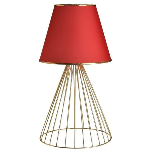 Inart Επιτραπέζιο Φωτιστικό Μεταλλικό Χρυσό/Κόκκινο 25x25x48 Κωδικός: 3-15-028-0005