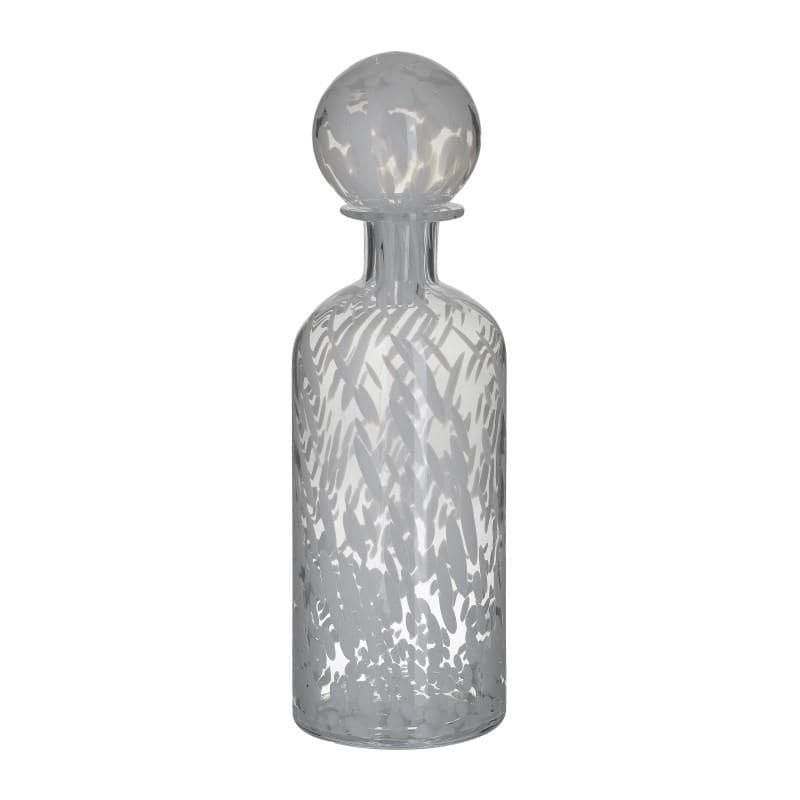 Inart Διακοσμητικό Μπουκάλι Με Καπάκι Διάφανο/Λευκό 12x35 Κωδικός: 3-70-621-0052