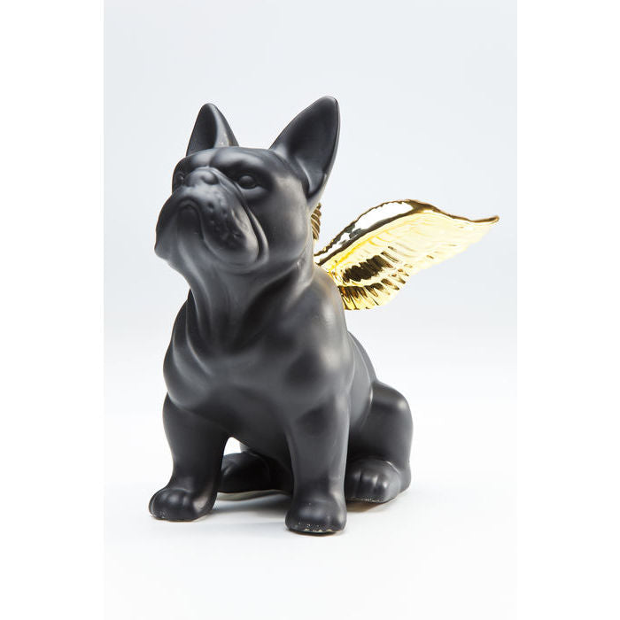 Διακοσμητικό Σκύλος Με Φτερά Μαύρο -Χρυσός Πέτρα