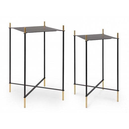 BIZZOTTO ANISHA ΒΟΗΘΗΤΙΚΟ ΤΡΑΠΕΖΙ ΜΕΤΑΛΛΙΚΟ ΑΝΘΡΑΚΙ ΣΕΤ 2 ΤΜΧ 39X39X71