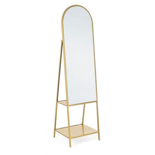 Bizzotto Arin Καθρέπτης Δαπέδου Με Ράφια Μεταλλικός Χρυσός 46x41x172