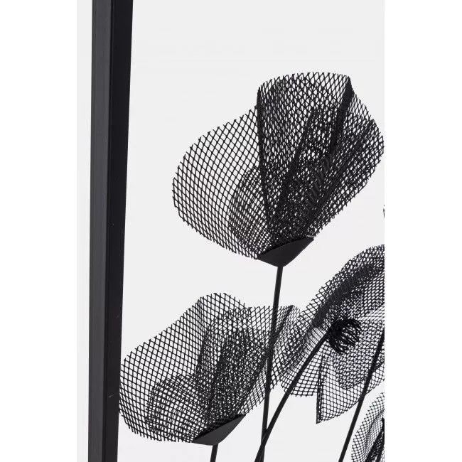 Διακοσμητική Κορνίζα Τοίχου Jai Λουλούδια Ασπρόμαυρη 50x70 εκ.