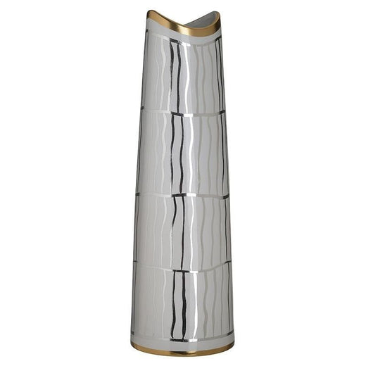 Inart Βάζο Kεραμικό Λευκό/Χρυσό 14x14x45 Κωδικός: 3-70-902-0144