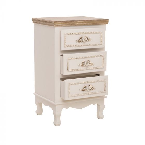INART ΚΟΜΟΔΙΝΟ ΞΥΛΙΝΟ ΛΕΥΚΟ-ΜΠΕΖ 41X33X68 ΚΩΔΙΚΟΣ: 3-50-147-0042