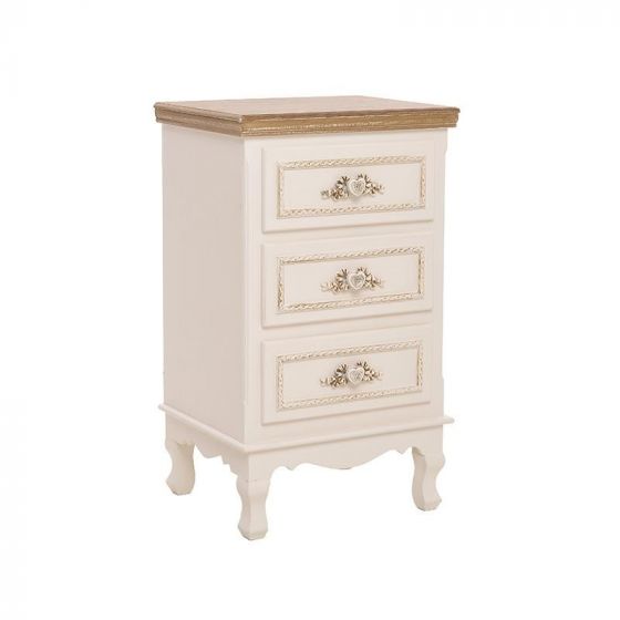 INART ΚΟΜΟΔΙΝΟ ΞΥΛΙΝΟ ΛΕΥΚΟ-ΜΠΕΖ 41X33X68 ΚΩΔΙΚΟΣ: 3-50-147-0042