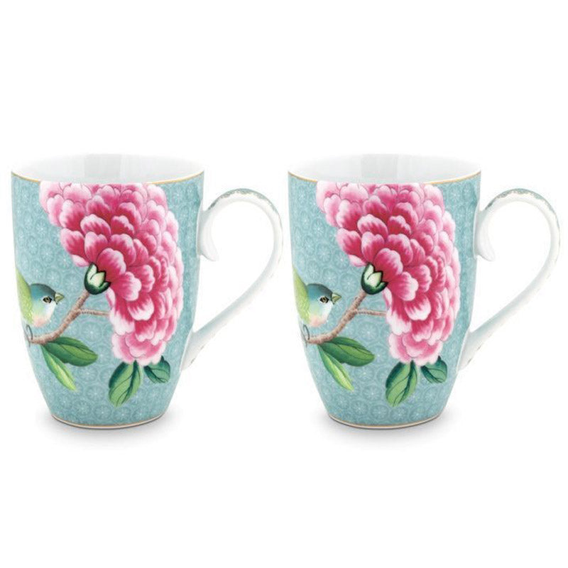 PIP Κούπα Πορσελάνινη ‘Blushing Birds’ Μπλε L 350ml, Σετ Των 2