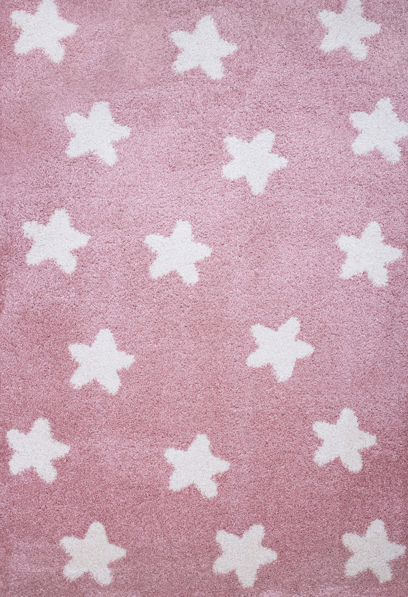 Shaggy παιδικό χαλί Cocoon 8391/55 ροζ με αστεράκια