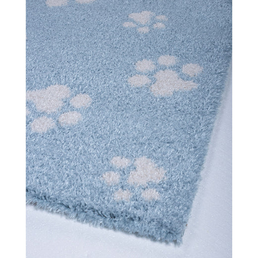 Shaggy παιδικό χαλί Cocoon 8392/30 γαλάζιο με πατουσάκια